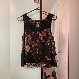 Garage see-through floral tank top